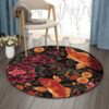 Golden Fish And Flower Round Carpet Floor Rug Living Room Bedroom Decor Round Area Rug Carpet