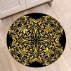 Golden Flower Round Carpet Floor Rug Living Room Bedroom Decor Round Area Rug Carpet