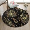 Golden Flowers Leaves Round Carpet Floor Rug Living Room Bedroom Decor Round Area Rug Carpet