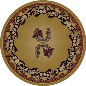 Golden Horseshoe Round Carpet Floor Rug Living Room Bedroom Decor Round Area Rug Carpet