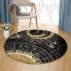 Golden Moon And Sun Round Carpet Floor Rug Living Room Bedroom Decor Round Area Rug Carpet