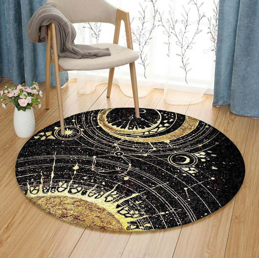 Golden Moon And Sun Round Carpet Floor Rug Living Room Bedroom Decor Round Area Rug Carpet Golden Moon And Sun Round Carpet Floor Rug Living Room Bedroom Decor Round Area Rug Carpet