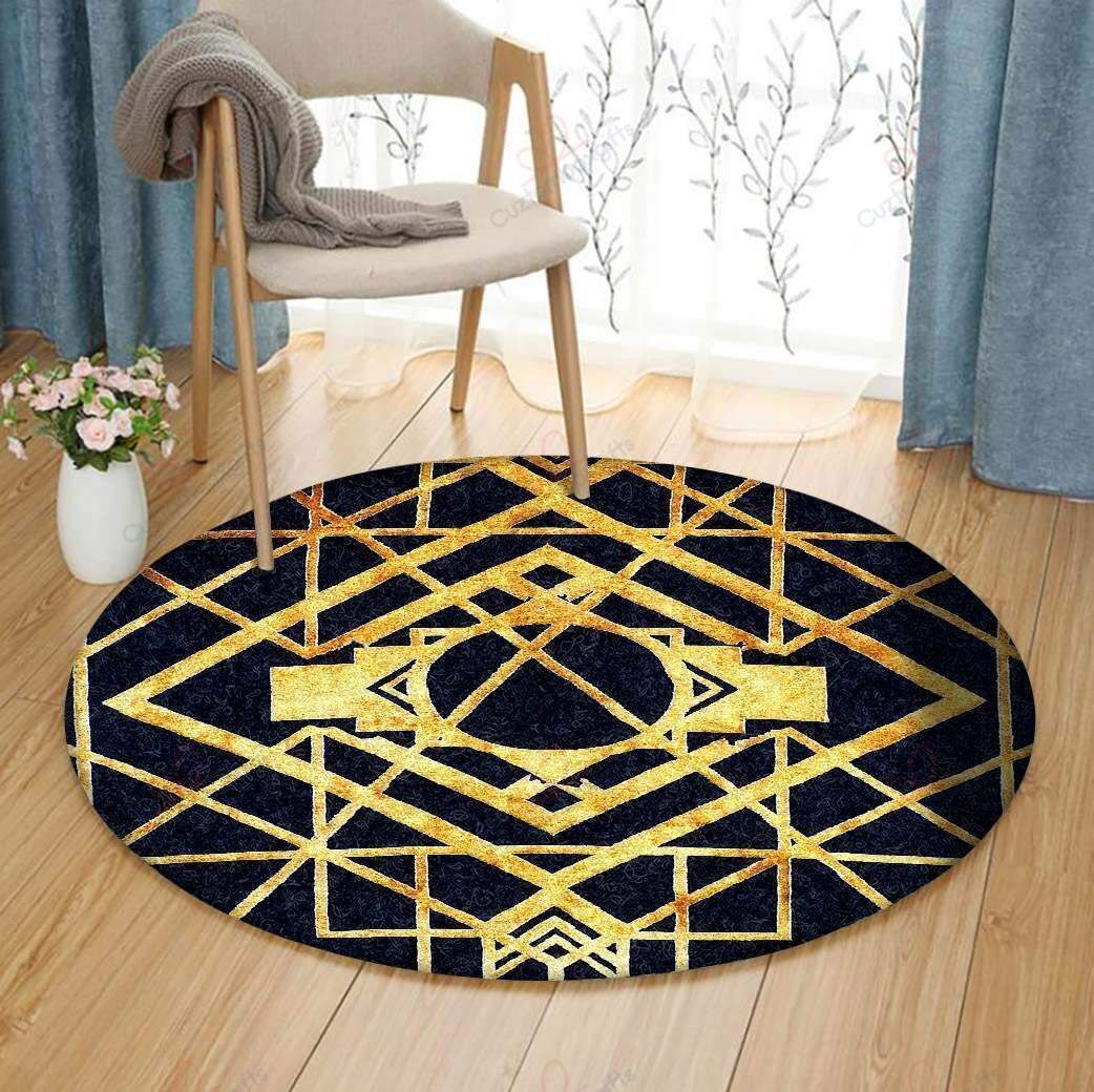 Golden Pattern Round Carpet Floor Rug Living Room Bedroom Decor Round Area Rug Carpet Golden Pattern Round Carpet Floor Rug Living Room Bedroom Decor Round Area Rug Carpet