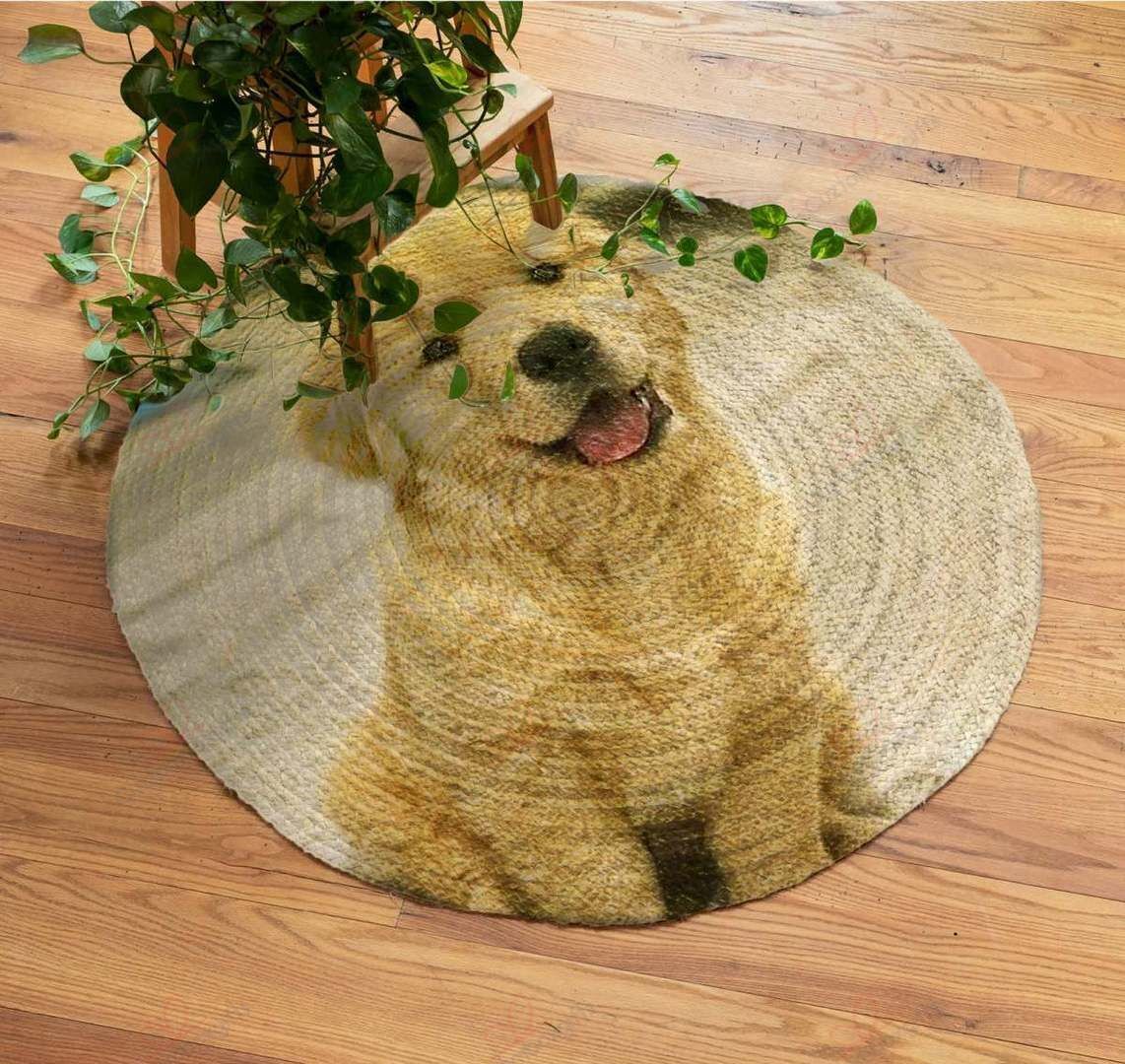 Golden Retrieve Round Carpet Floor Rug Living Room Bedroom Decor Round Area Rug Carpet Golden Retrieve Round Carpet Floor Rug Living Room Bedroom Decor Round Area Rug Carpet