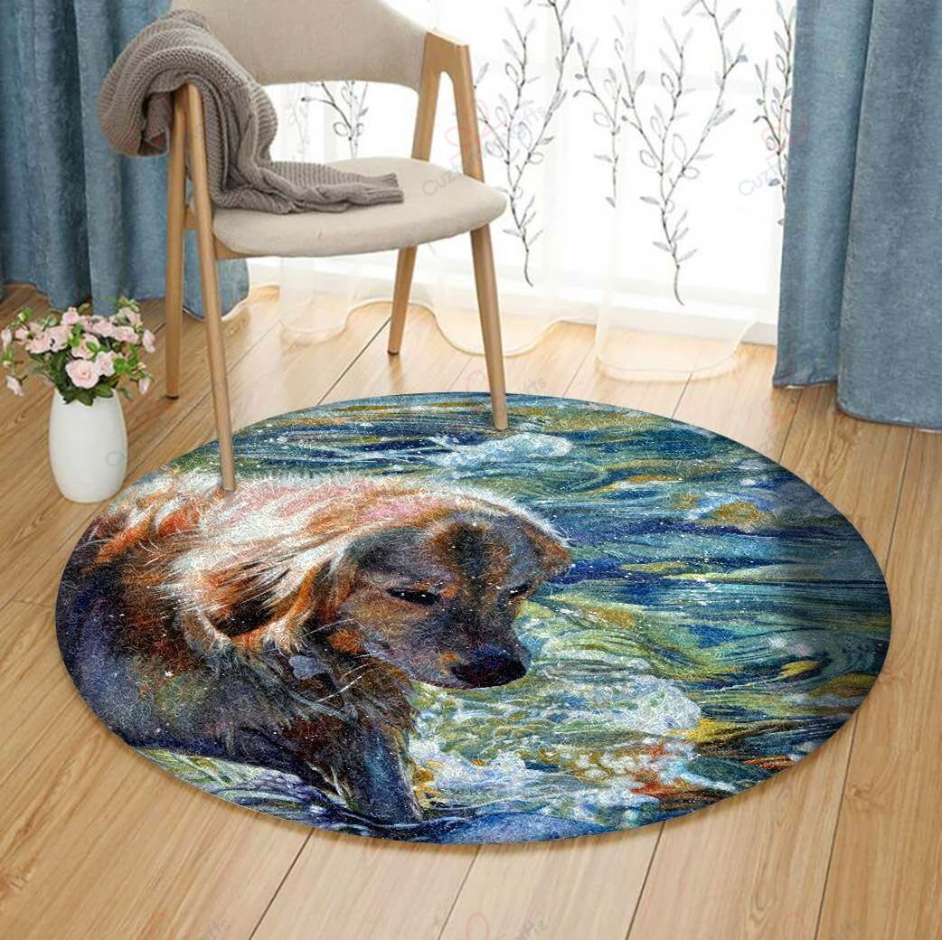 Golden Retriever Round Carpet Floor Rug Living Room Bedroom Decor Round Area Rug Carpet Golden Retriever Round Carpet Floor Rug Living Room Bedroom Decor Round Area Rug Carpet