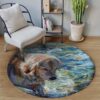 Golden Retriever Round Carpet Floor Rug Living Room Bedroom Decor Round Area Rug Carpet