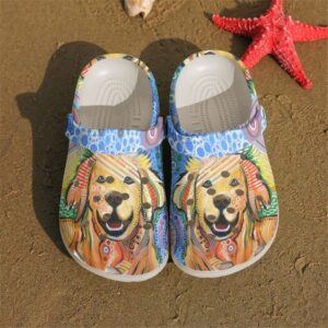 Golden Retriever Lovers Sku 1170 Crocs Crocband Clog Comfortable For Mens Womens Classic Clog Water Shoes