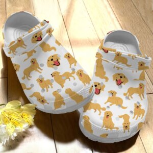 Golden Retriever Personalize Clog Custom Crocs Fashionstyle Comfortable For Women Men Kid Print 3D Whitesole Cute Golden Retriever