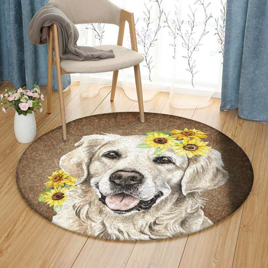 Golden Retriever Sunshine Round Carpet Floor Rug Living Room Bedroom Decor Round Area Rug Carpet Golden Retriever Sunshine Round Carpet Floor Rug Living Room Bedroom Decor Round Area Rug Carpet