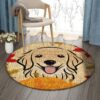 Golden Retriever Thanksgiving Round Carpet Floor Rug Living Room Bedroom Decor Round Area Rug Carpet