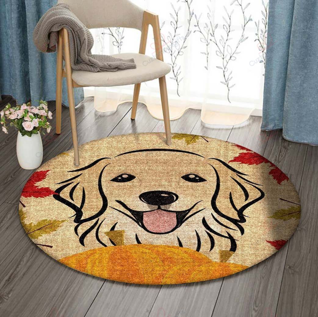 Golden Retriever Thanksgiving Round Carpet Floor Rug Living Room Bedroom Decor Round Area Rug Carpet Golden Retriever Thanksgiving Round Carpet Floor Rug Living Room Bedroom Decor Round Area Rug Carpet