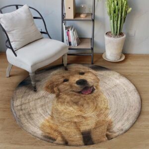 Golden Retriver Round Carpet Floor Rug Living Room Bedroom Decor Round Area Rug Carpet