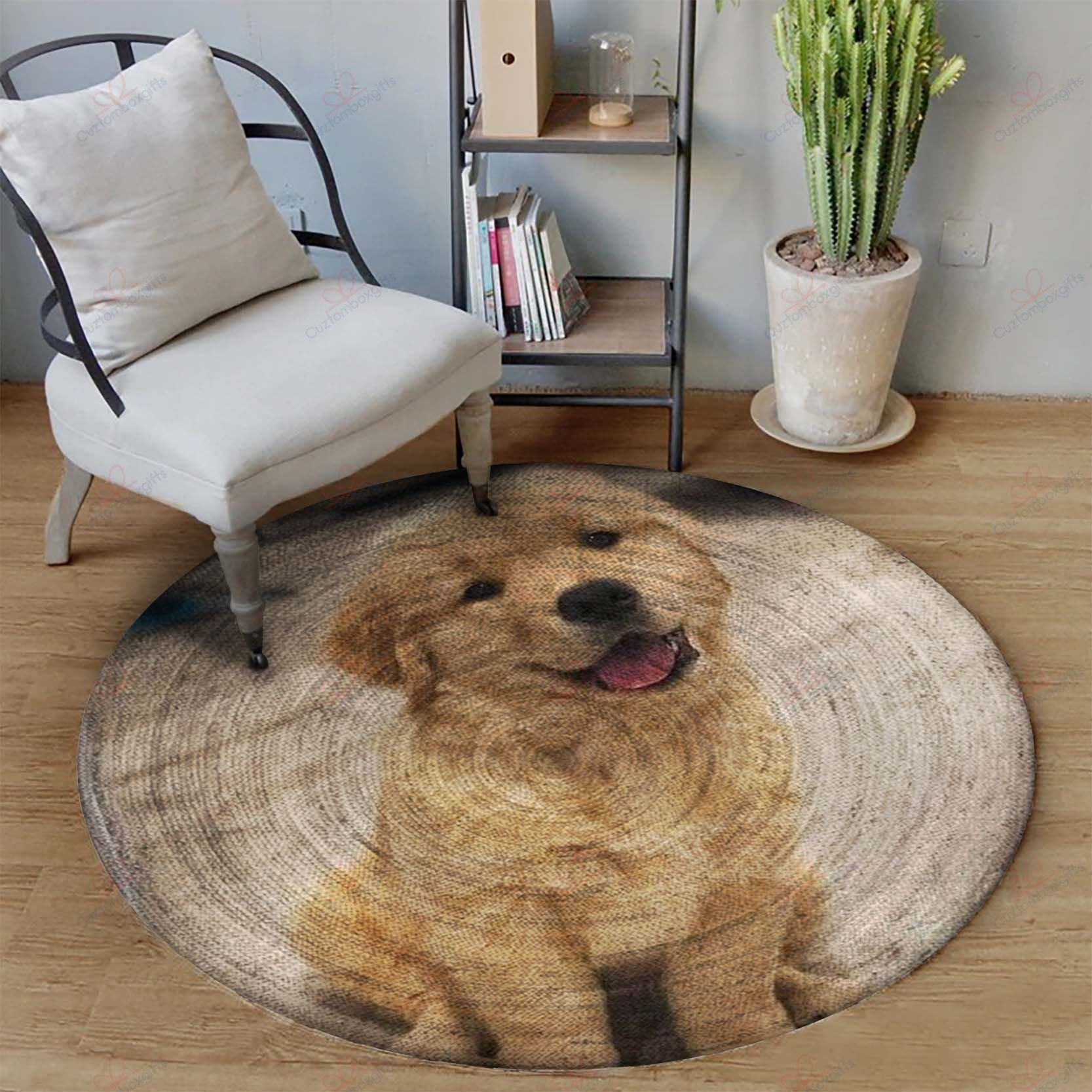 Golden Retriver Round Carpet Floor Rug Living Room Bedroom Decor Round Area Rug Carpet Golden Retriver Round Carpet Floor Rug Living Room Bedroom Decor Round Area Rug Carpet