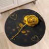Golden Rose Hearts Round Carpet Floor Rug Living Room Bedroom Decor Round Area Rug Carpet
