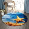 Golden Starfish Round Carpet Floor Rug Living Room Bedroom Decor Round Area Rug Carpet