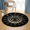 Golden Sun And Moon Round Carpet Floor Rug Living Room Bedroom Decor Round Area Rug Carpet