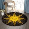 Golden Sun Round Carpet Floor Rug Living Room Bedroom Decor Round Area Rug Carpet