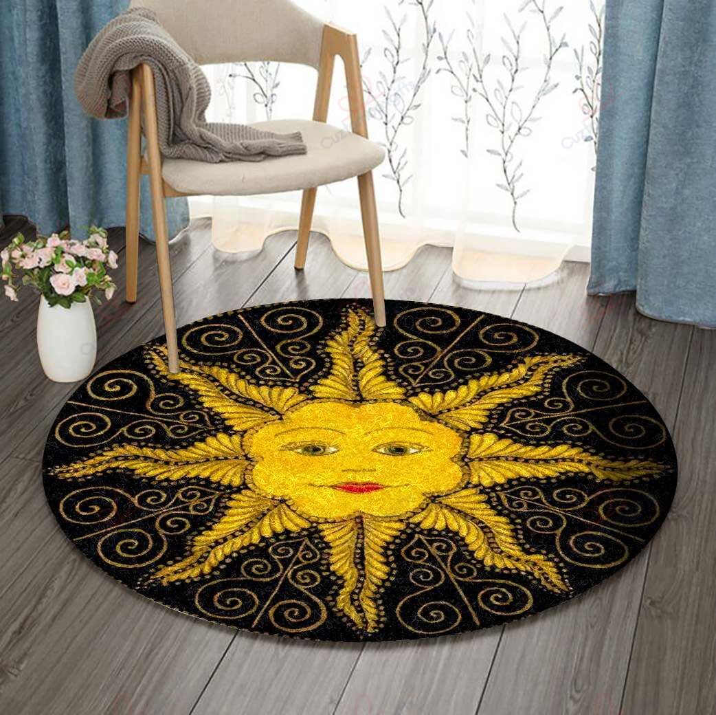 Golden Sun Round Carpet Floor Rug Living Room Bedroom Decor Round Area Rug Carpet Golden Sun Round Carpet Floor Rug Living Room Bedroom Decor Round Area Rug Carpet