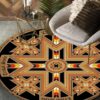 Golden Tribes Native American Round Carpet Floor Rug Living Room Bedroom Decor Round Area Rug Carpet