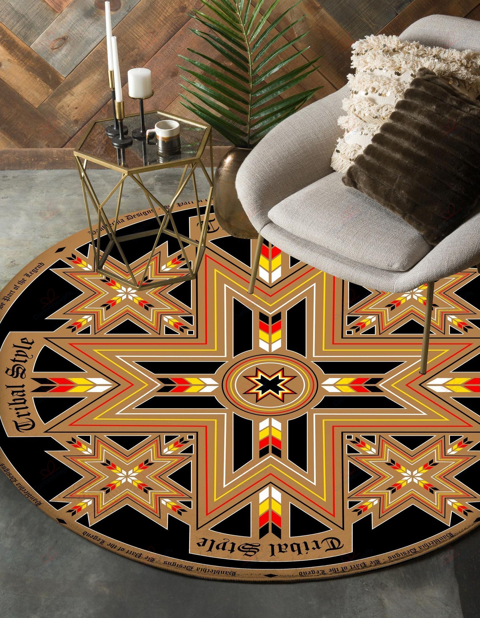 Golden Tribes Native American Round Carpet Floor Rug Living Room Bedroom Decor Round Area Rug Carpet Golden Tribes Native American Round Carpet Floor Rug Living Room Bedroom Decor Round Area Rug Carpet