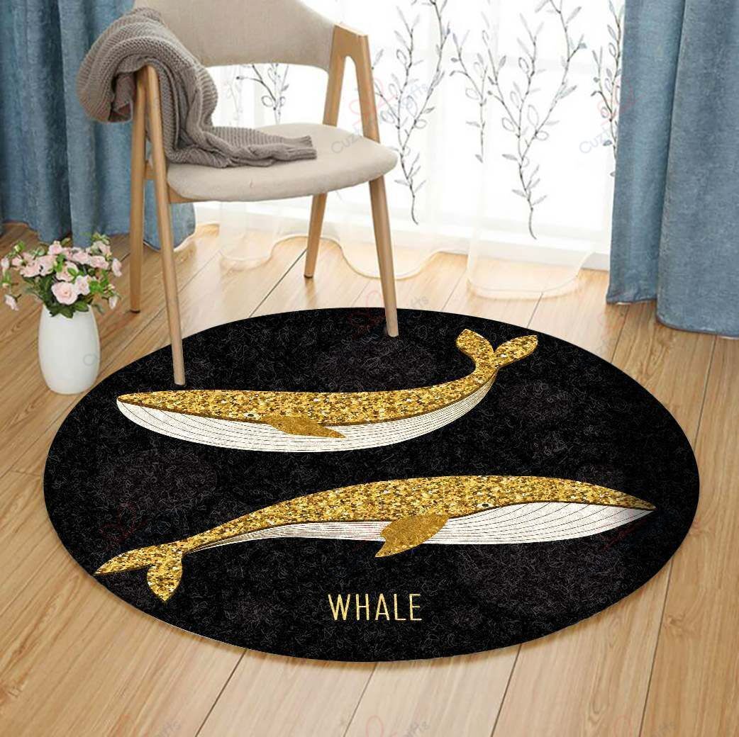 Golden Whale Round Carpet Floor Rug Living Room Bedroom Decor Round Area Rug Carpet Golden Whale Round Carpet Floor Rug Living Room Bedroom Decor Round Area Rug Carpet