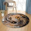 Golden Yin And Yang Round Carpet Floor Rug Living Room Bedroom Decor Round Area Rug Carpet