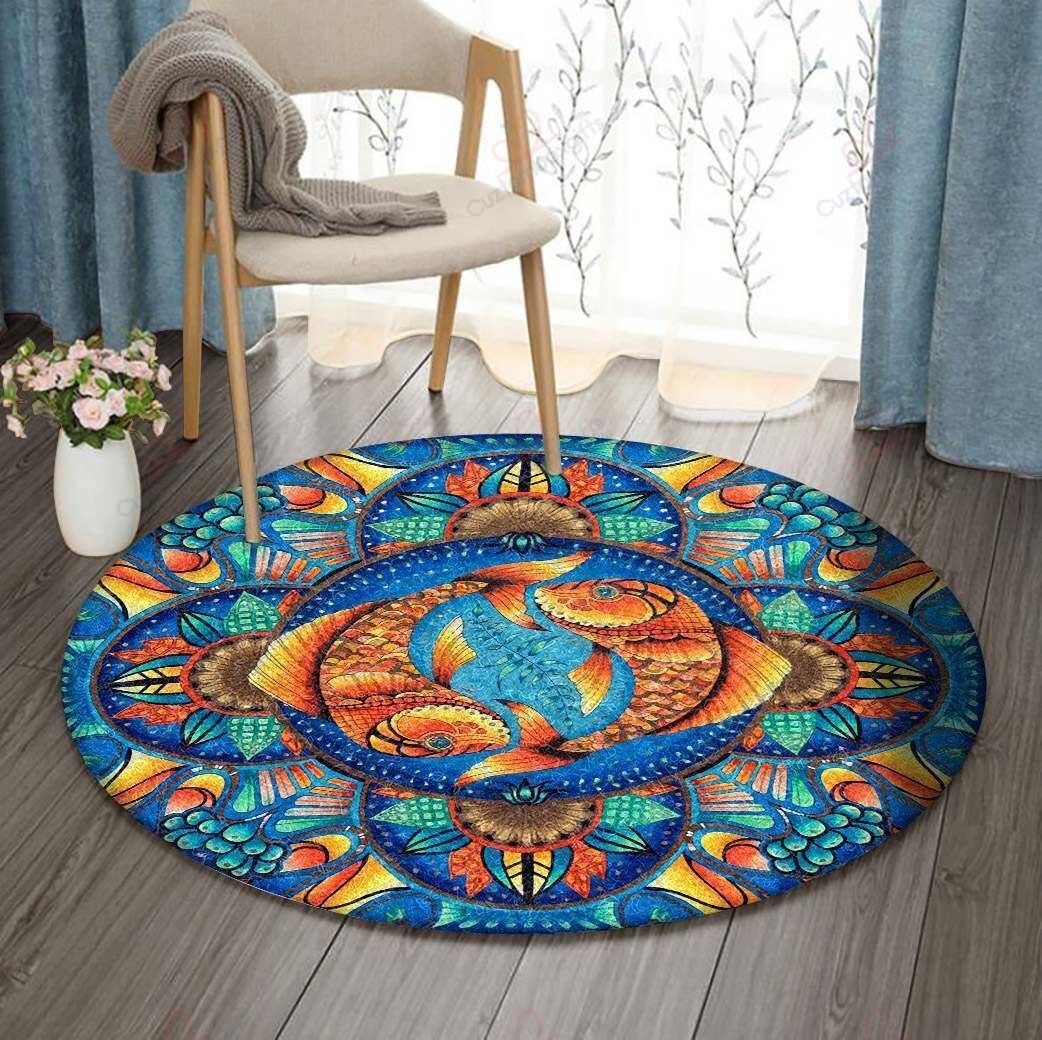 Goldenfish Round Carpet Floor Rug Living Room Bedroom Decor Round Area Rug Carpet Goldenfish Round Carpet Floor Rug Living Room Bedroom Decor Round Area Rug Carpet