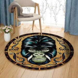 Gorilla Round Carpet Floor Rug Living Room Bedroom Decor Round Area Rug Carpet