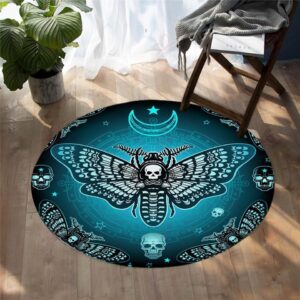 Gothic Skull Round Carpet Floor Rug Living Room Bedroom Decor Round Area Rug Carpet