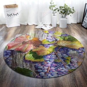 Grapes Round Carpet Floor Rug Living Room Bedroom Decor Round Area Rug Carpet