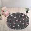 Gray Round Flamingo Round Carpet Floor Rug Living Room Bedroom Decor Round Area Rug Carpet