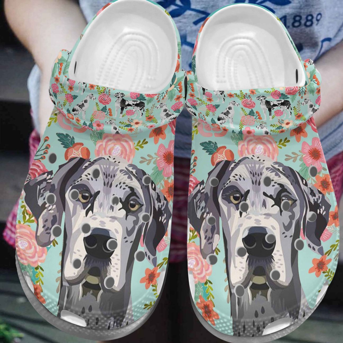 Great Dane Personalize Clog Custom Crocs Fashionstyle Comfortable For Women Men Kid Print 3D Floral Portrait Great Dane Personalize Clog Custom Crocs Fashionstyle Comfortable For Women Men Kid Print 3D Floral Portrait