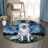 Great Pyrenees Round Carpet Floor Rug Living Room Bedroom Decor Round Area Rug Carpet
