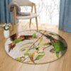 Green Bird Couple Round Carpet Floor Rug Living Room Bedroom Decor Round Area Rug Carpet