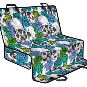 Green Blue Flowers Skull Pattern Print Pet Car Back Seat Cover - 54d3ebacb3a6