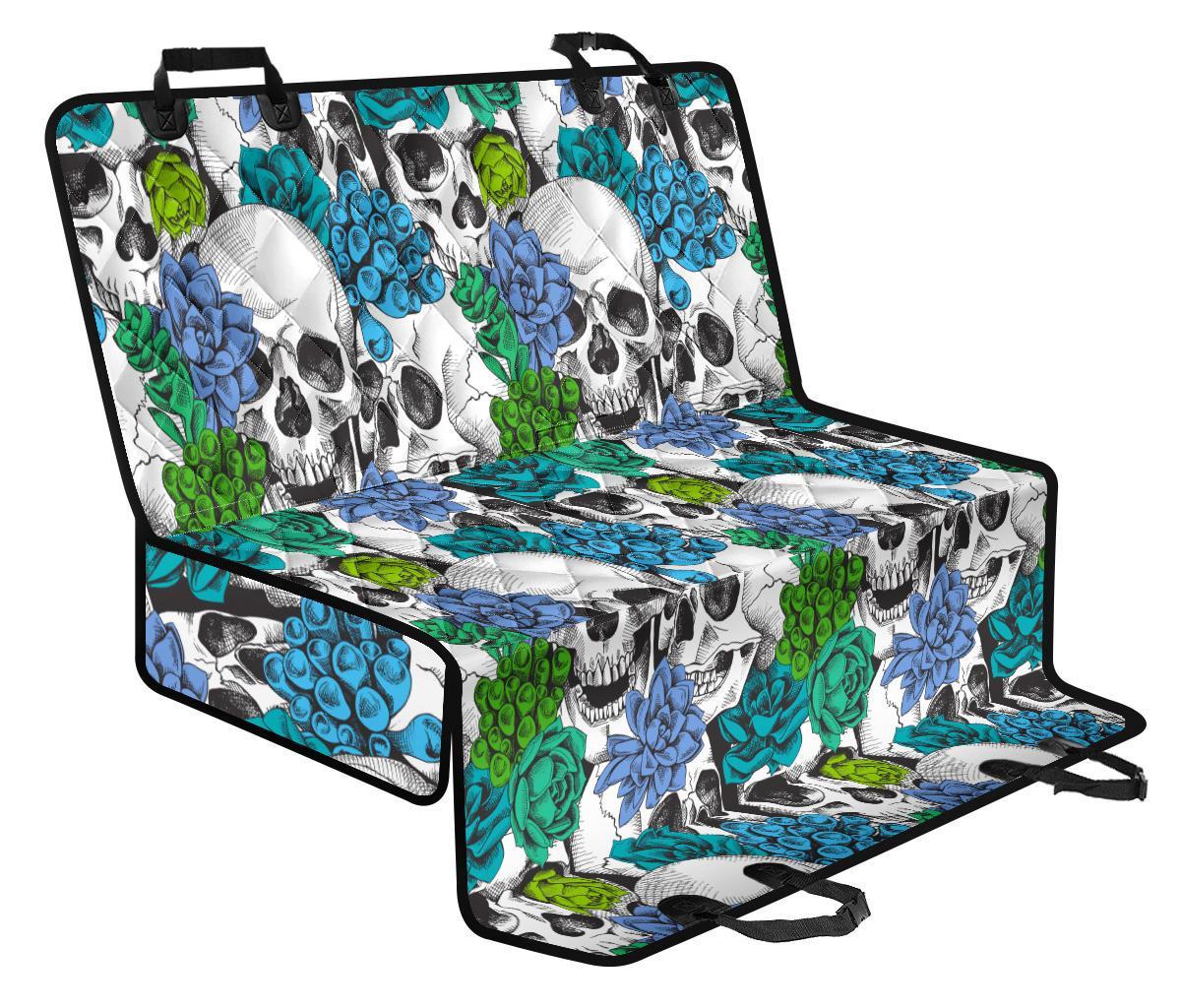 Green Blue Flowers Skull Pattern Print Pet Car Back Seat Cover - 54d3ebacb3a6 Green Blue Flowers Skull Pattern Print Pet Car Back Seat Cover - 54d3ebacb3a6