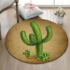 Green Cactus Round Carpet Floor Rug Living Room Bedroom Decor Round Area Rug Carpet