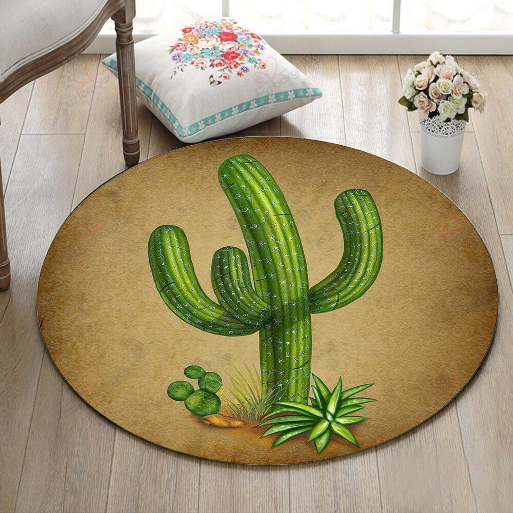 Green Cactus Round Carpet Floor Rug Living Room Bedroom Decor Round Area Rug Carpet Green Cactus Round Carpet Floor Rug Living Room Bedroom Decor Round Area Rug Carpet
