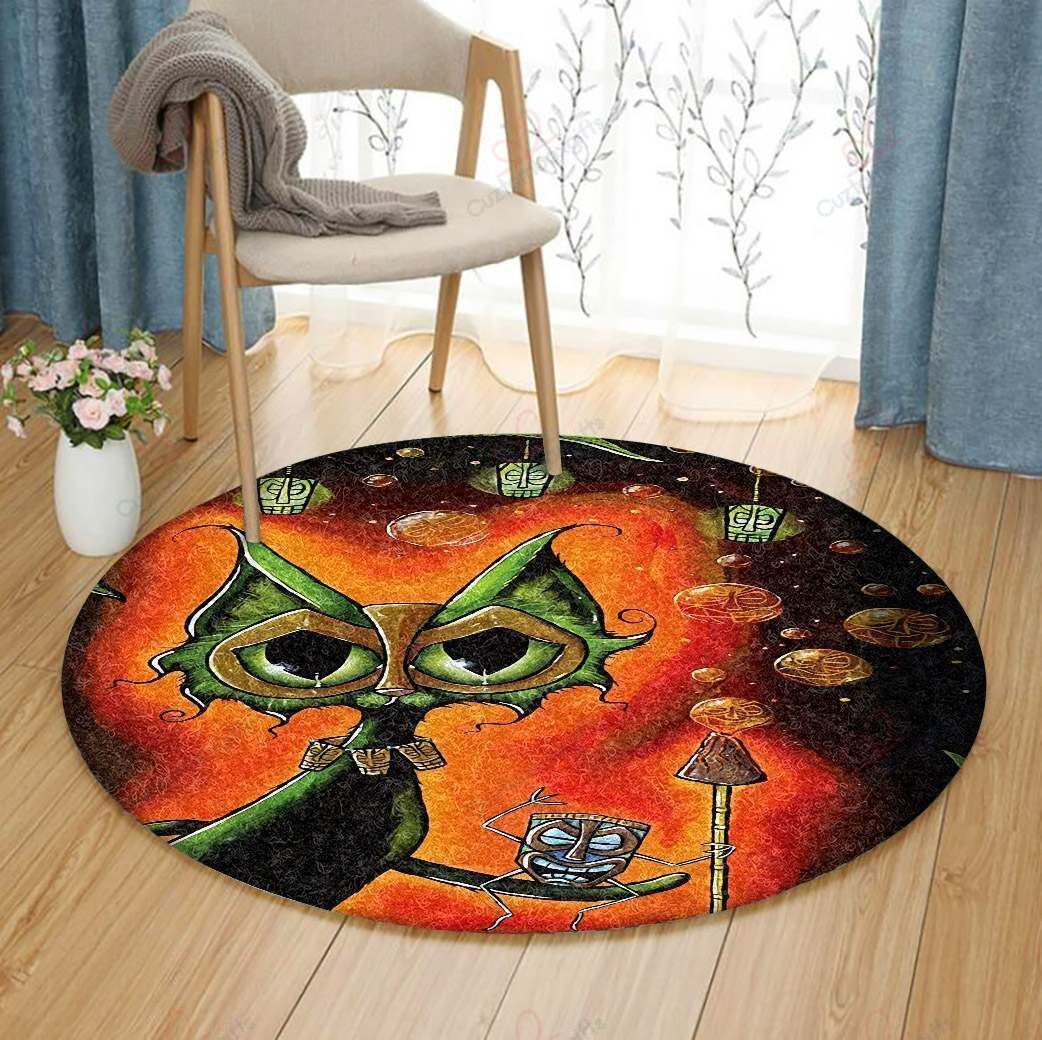 Green Cat Round Carpet Floor Rug Living Room Bedroom Decor Round Area Rug Carpet Green Cat Round Carpet Floor Rug Living Room Bedroom Decor Round Area Rug Carpet