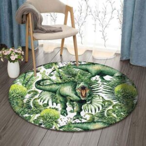Green Dinosaur Round Carpet Floor Rug Living Room Bedroom Decor Round Area Rug Carpet