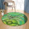 Green Dragonfly 2 Round Carpet Floor Rug Living Room Bedroom Decor Round Area Rug Carpet