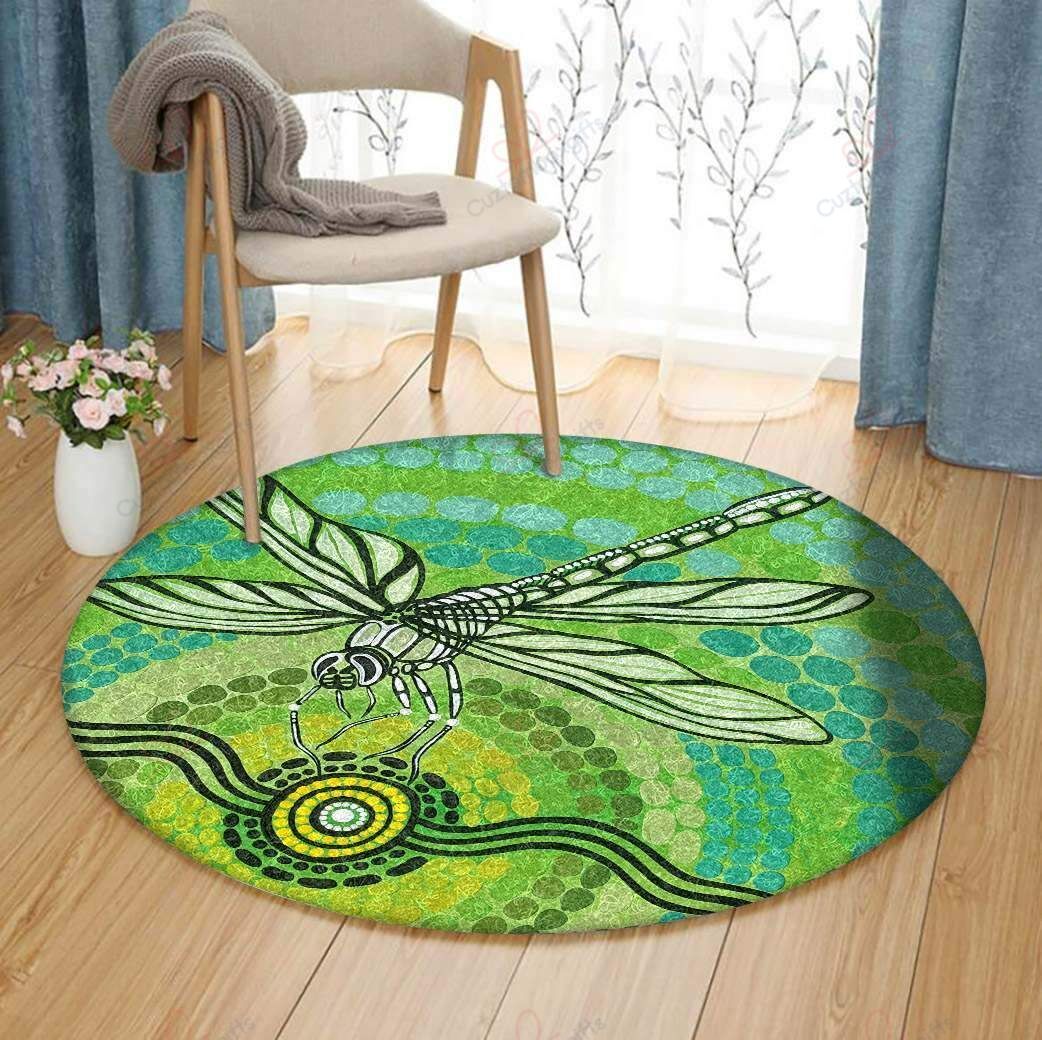 Green Dragonfly 2 Round Carpet Floor Rug Living Room Bedroom Decor Round Area Rug Carpet Green Dragonfly 2 Round Carpet Floor Rug Living Room Bedroom Decor Round Area Rug Carpet