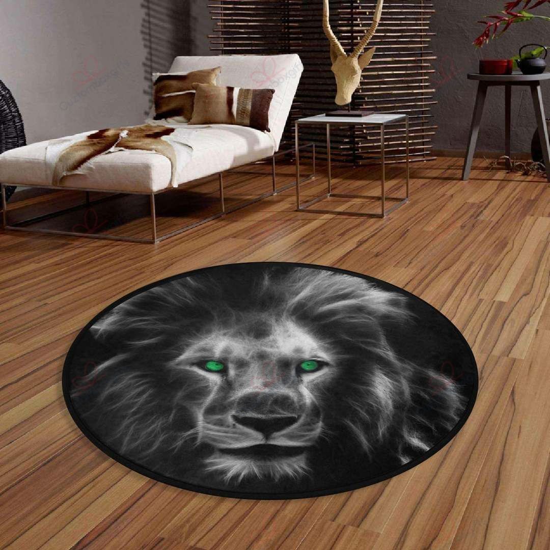Green Eyed Lion Round Carpet Floor Rug Living Room Bedroom Decor Round Area Rug Carpet Green Eyed Lion Round Carpet Floor Rug Living Room Bedroom Decor Round Area Rug Carpet