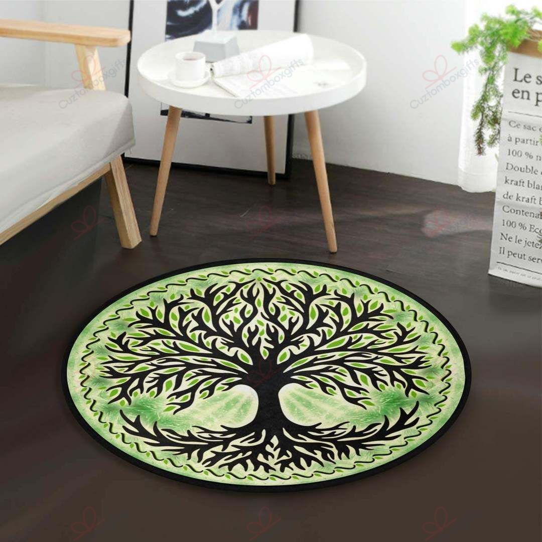 Green Leaf Tree Of Life Round Carpet Floor Rug Living Room Bedroom Decor Round Area Rug Carpet Green Leaf Tree Of Life Round Carpet Floor Rug Living Room Bedroom Decor Round Area Rug Carpet