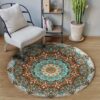 Green Mandala Round Carpet Floor Rug Living Room Bedroom Decor Round Area Rug Carpet