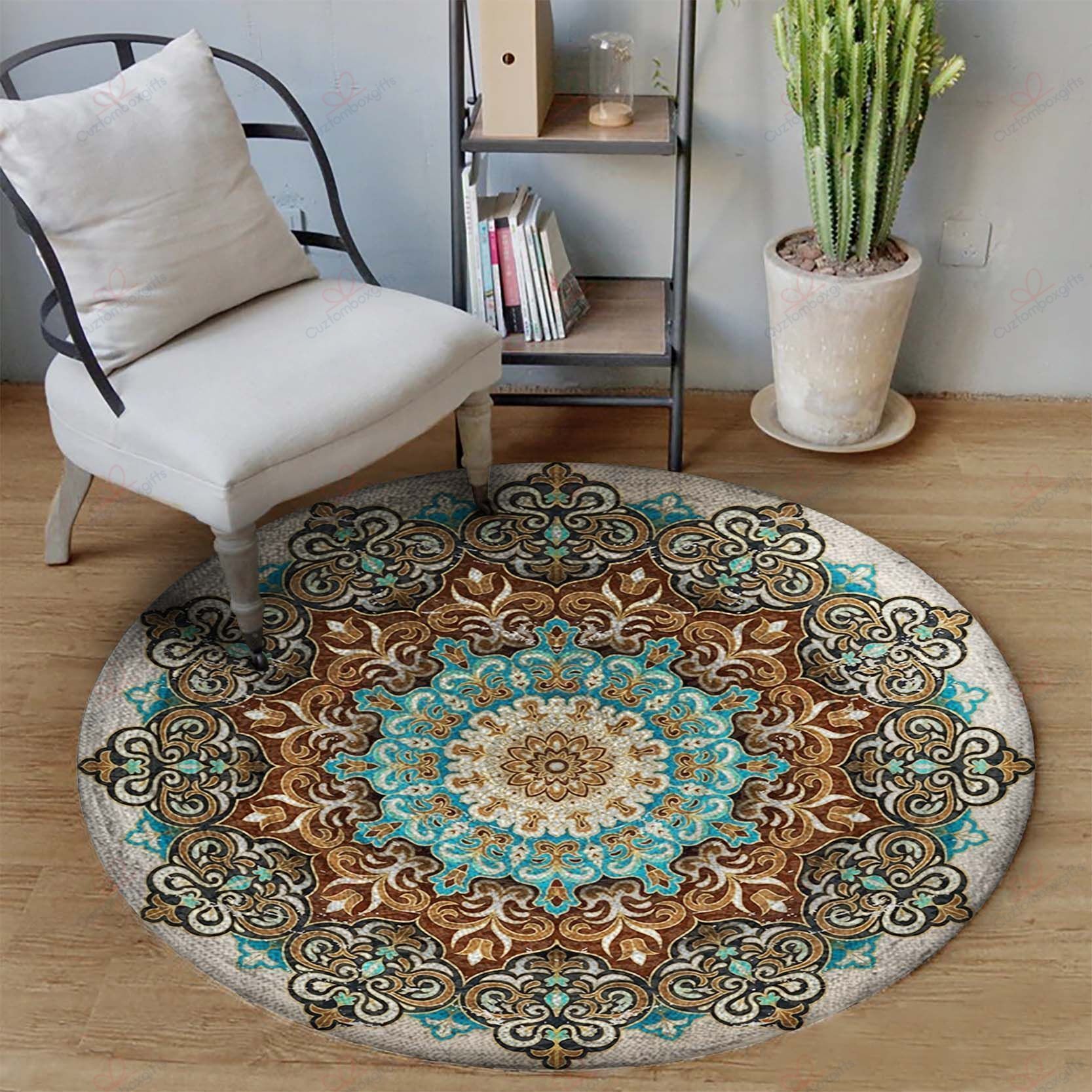Green Mandala Round Carpet Floor Rug Living Room Bedroom Decor Round Area Rug Carpet Green Mandala Round Carpet Floor Rug Living Room Bedroom Decor Round Area Rug Carpet