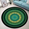 Green Ring Mandala Round Carpet Floor Rug Living Room Bedroom Decor Round Area Rug Carpet