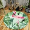 Green Round Flamingo Round Carpet Floor Rug Living Room Bedroom Decor Round Area Rug Carpet