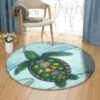 Green Sea Turtle Round Carpet Floor Rug Living Room Bedroom Decor Round Area Rug Carpet