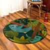 Green Sloth Round Carpet Floor Rug Living Room Bedroom Decor Round Area Rug Carpet